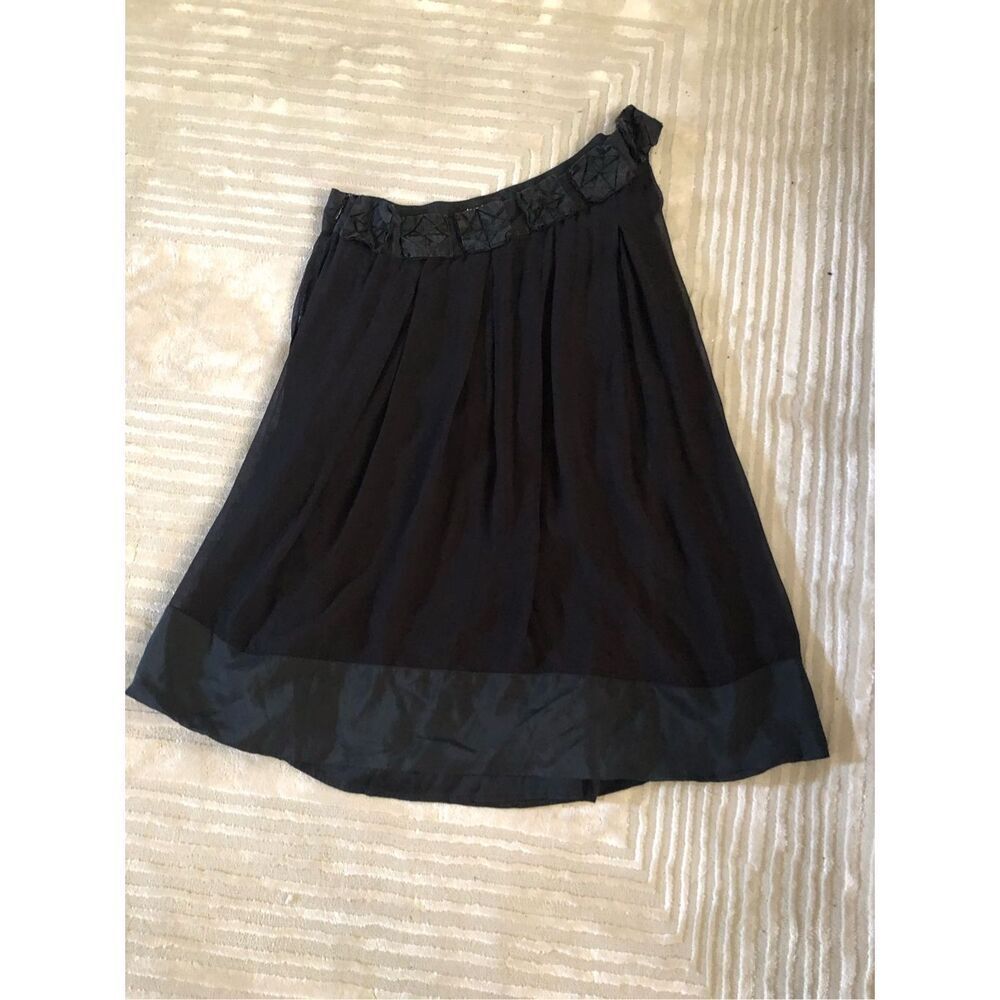 Bebe Black Silk One Shoulder Dress Embellished Neck Size S - Picture 6 of 11
